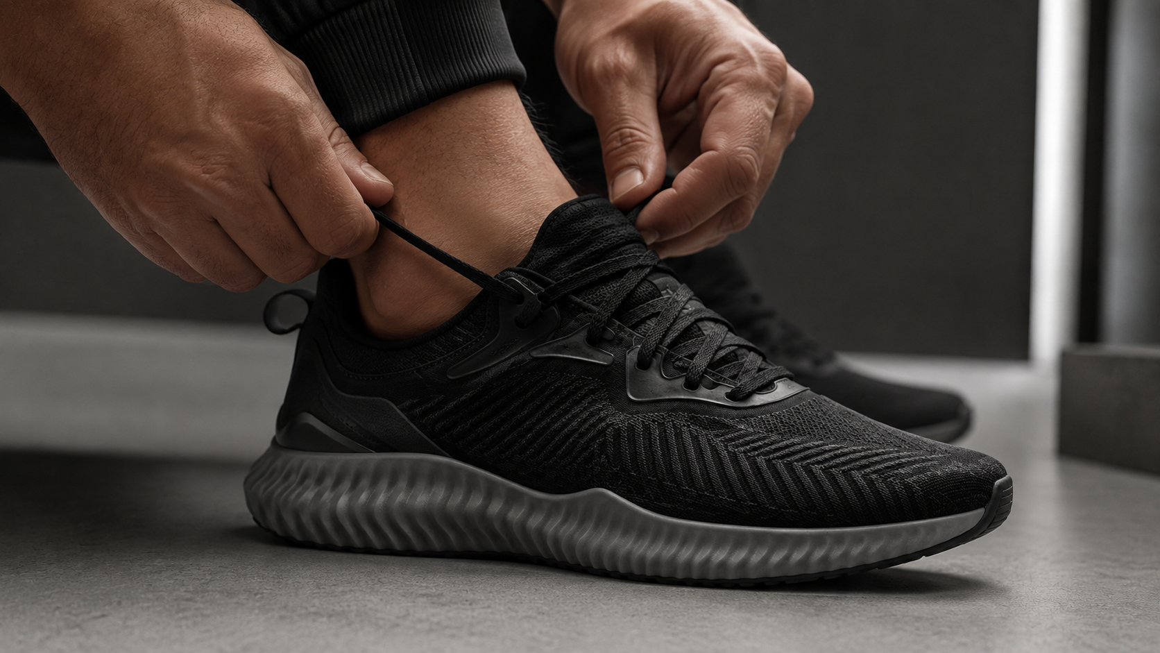 Примерка спортивных кроссовок adidas Alphabounce и проверка фиксации стопы