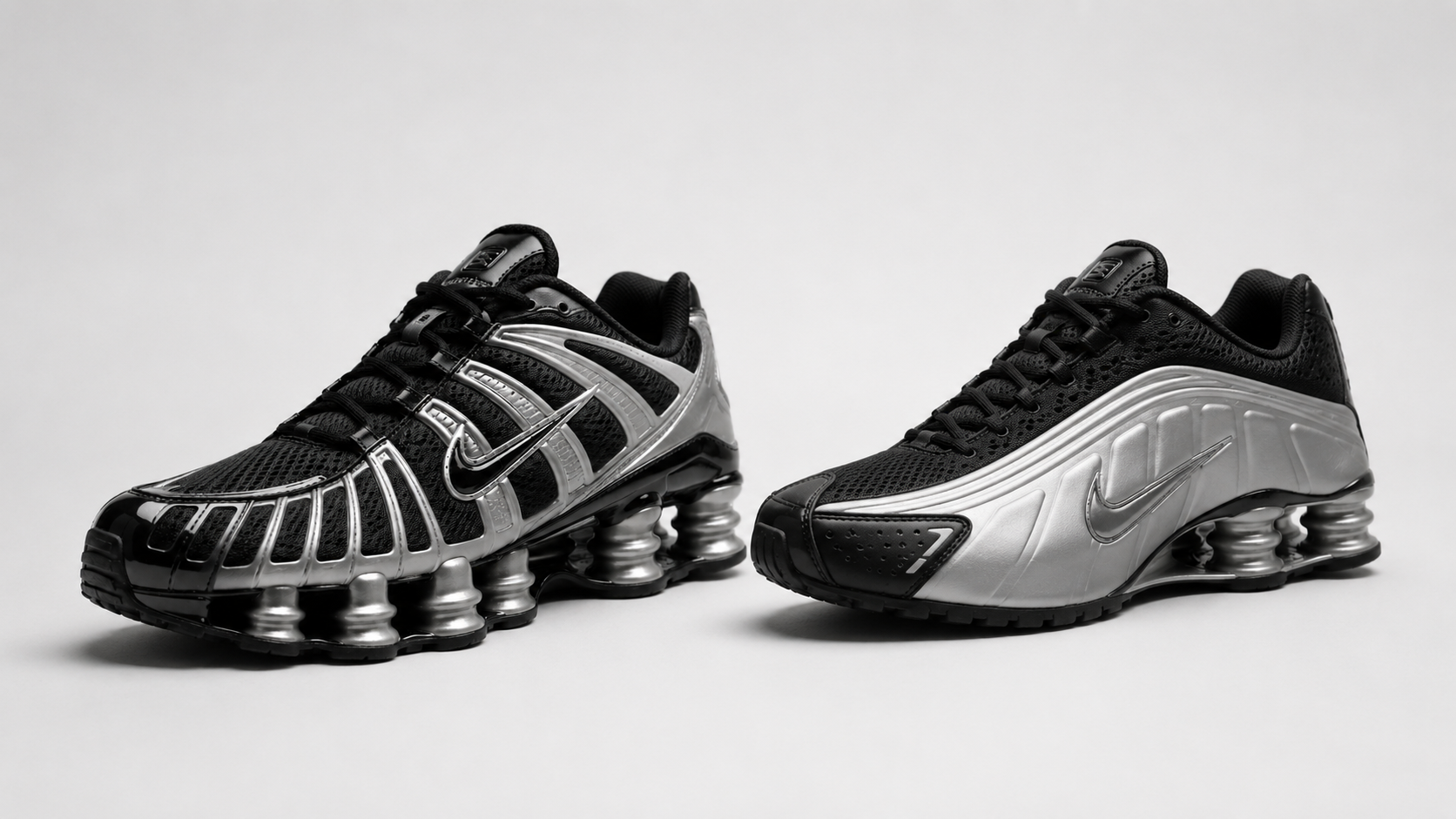 Сравнение силуэтов Nike Shox TL и Nike Shox R4
